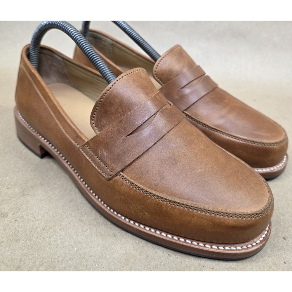 Adelante Shoe Co. (Sz 9 D) Men's Tan Brown Leather Penny Loafers Dress Shoes.